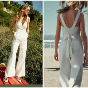 CHINO by Anthropologie White Denim Jumpsuit Size 2